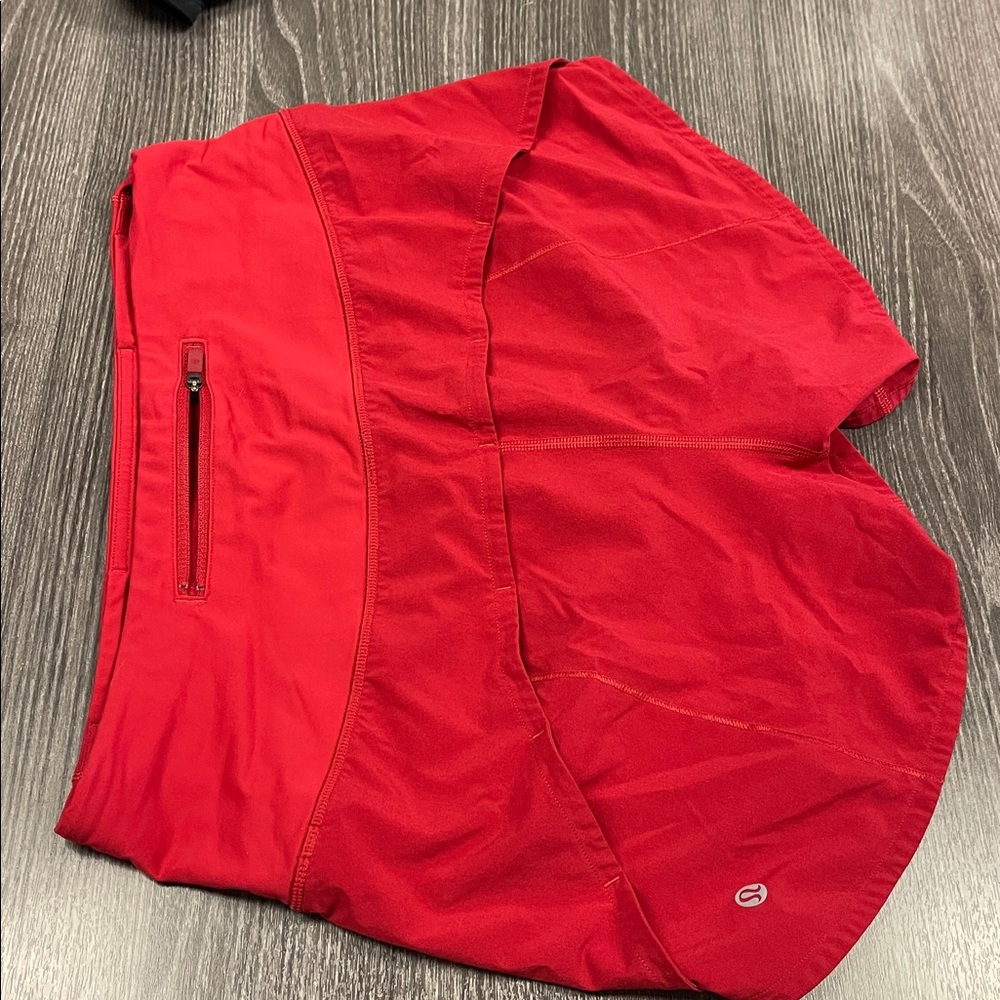 Lululemon high rise speed up shorts red sz 6